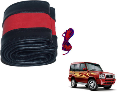 MOCKHE Hand Stiched Steering Cover For Tata Sumo(Black, Red, Leatherite)
