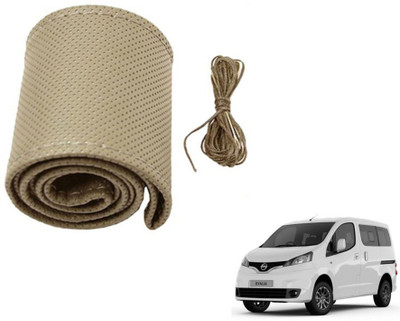 MOCKHE Hand Stiched Steering Cover For Nissan Evalia(Beige, Leatherite)