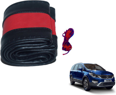 MOCKHE Hand Stiched Steering Cover For Tata NA(Black, Red, Leatherite)