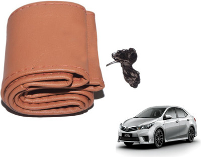 MOCKHE Hand Stiched Steering Cover For Toyota Corolla Altis(Tan, Leatherite)
