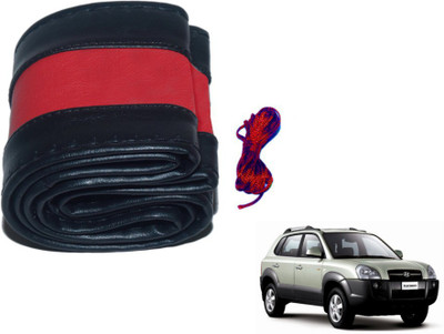 MOCKHE Hand Stiched Steering Cover For Hyundai Tucson(Black, Red, Leatherite)