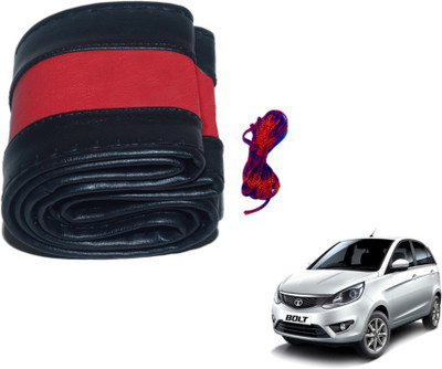 MOCKHE Hand Stiched Steering Cover For Tata Bolt(Black, Red, Leatherite)