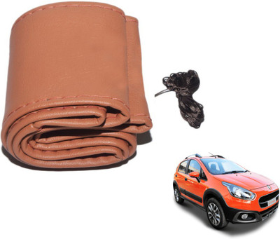 MOCKHE Hand Stiched Steering Cover For Fiat Avventura(Tan, Leatherite)