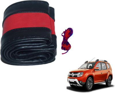 MOCKHE Hand Stiched Steering Cover For Renault Duster(Black, Red, Leatherite)