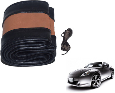 MOCKHE Hand Stiched Steering Cover For Nissan 370z(Black, Tan, Leatherite)