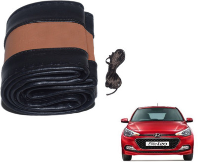 MOCKHE Hand Stiched Steering Cover For Hyundai Elite i20(Black, Tan, Leatherite)