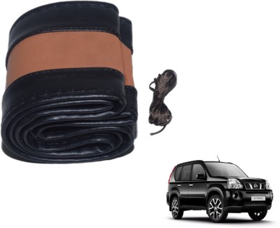 MOCKHE Hand Stiched Steering Cover For Nissan X-Trail(Black, Tan, Leatherite)