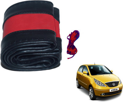 MOCKHE Hand Stiched Steering Cover For Tata Indica Vista(Black, Red, Leatherite)
