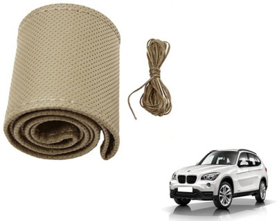 MOCKHE Hand Stiched Steering Cover For BMW X1(Beige, Leatherite)