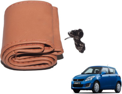 MOCKHE Hand Stiched Steering Cover For Maruti New Swift(Tan, Leatherite)