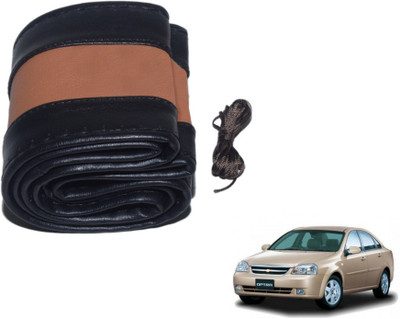 MOCKHE Hand Stiched Steering Cover For Chevrolet Optra(Black, Tan, Leatherite)