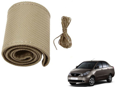 MOCKHE Hand Stiched Steering Cover For Tata Indigo CS(Beige, Leatherite)