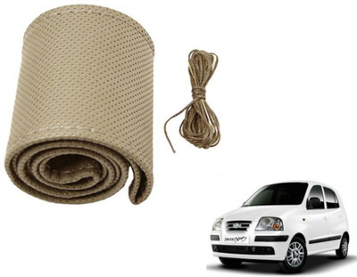 MOCKHE Hand Stiched Steering Cover For Hyundai Santro Xing(Beige, Leatherite)