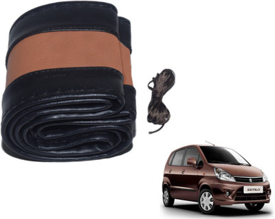 MOCKHE Hand Stiched Steering Cover For Maruti Zen Estilo(Black, Tan, Leatherite)