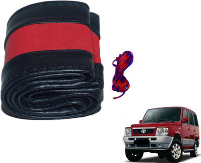 MOCKHE Hand Stiched Steering Cover For Tata Sumo(Black, Red, Leatherite)