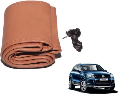 MOCKHE Hand Stiched Steering Cover For Volkswagen Touareg(Tan, Leatherite)