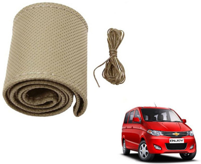 MOCKHE Hand Stiched Steering Cover For Chevrolet Enjoy(Beige, Leatherite)
