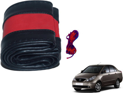 MOCKHE Hand Stiched Steering Cover For Tata Indigo CS(Black, Red, Leatherite)