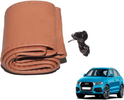 MOCKHE Hand Stiched Steering Cover For Audi Q3(Tan, Leatherite)