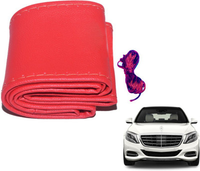 MOCKHE Hand Stiched Steering Cover For Mercedes Benz S-Class(Red, Leatherite)