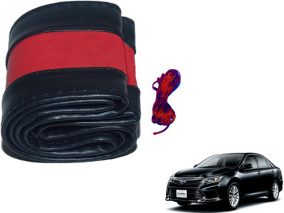 MOCKHE Hand Stiched Steering Cover For Toyota Camry(Black, Red, Leatherite)