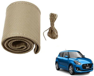 MOCKHE Hand Stiched Steering Cover For Maruti New Swift(Beige, Leatherite)