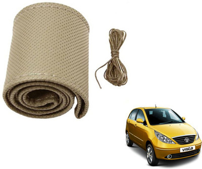 MOCKHE Hand Stiched Steering Cover For Tata Indica Vista(Beige, Leatherite)