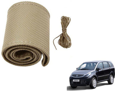 MOCKHE Hand Stiched Steering Cover For Tata Aria(Beige, Leatherite)