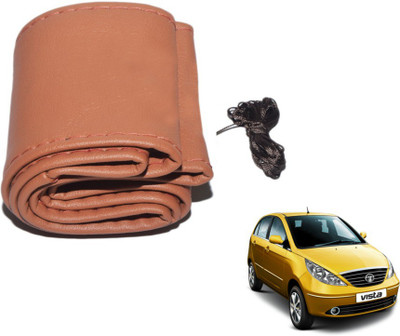 MOCKHE Hand Stiched Steering Cover For Tata Indica Vista(Tan, Leatherite)