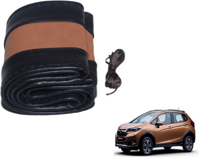 MOCKHE Hand Stiched Steering Cover For Honda NA(Black, Tan, Leatherite)
