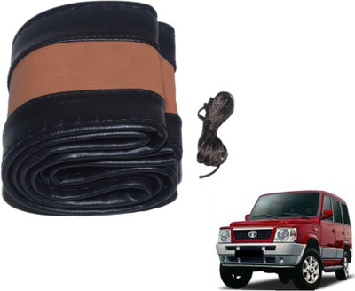 MOCKHE Hand Stiched Steering Cover For Tata Sumo(Black, Tan, Leatherite)