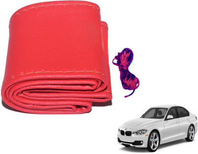 MOCKHE Hand Stiched Steering Cover For BMW 520i(Red, Leatherite)