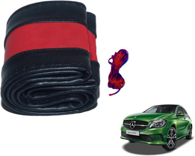 MOCKHE Hand Stiched Steering Cover For Mercedes Benz A-Class(Black, Red, Leatherite)