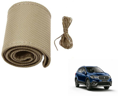 MOCKHE Hand Stiched Steering Cover For Maruti S-Cross(Beige, Leatherite)