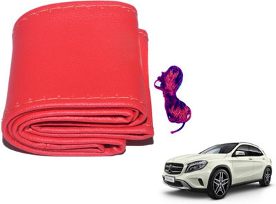 MOCKHE Hand Stiched Steering Cover For Mercedes Benz GLA-Class(Red, Leatherite)