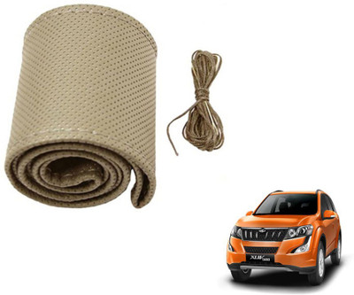 MOCKHE Hand Stiched Steering Cover For Mahindra XUV 500(Beige, Leatherite)