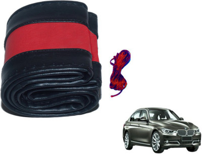 MOCKHE Hand Stiched Steering Cover For BMW 3 Series(Black, Red, Leatherite)