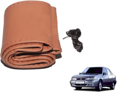 MOCKHE Hand Stiched Steering Cover For Daewoo Cielo(Tan, Leatherite)