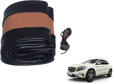 MOCKHE Hand Stiched Steering Cover For Mercedes Benz GLA-Class(Black, Tan, Leatherite)