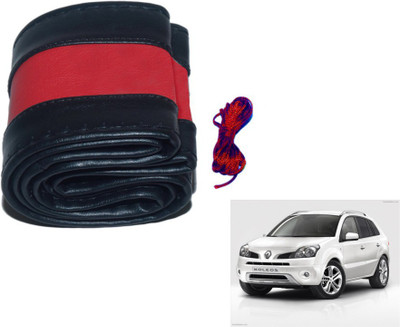 MOCKHE Hand Stiched Steering Cover For Renault Koleos(Black, Red, Leatherite)