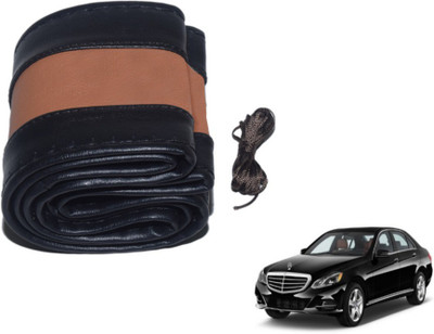 MOCKHE Hand Stiched Steering Cover For Mercedes Benz E-Class(Black, Tan, Leatherite)