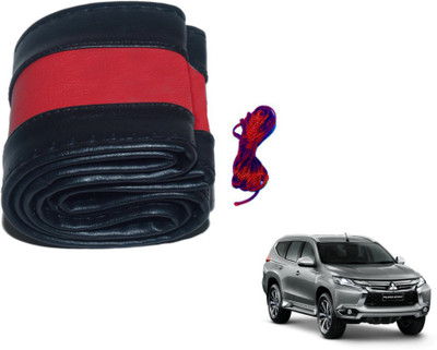 MOCKHE Hand Stiched Steering Cover For Mitsubishi Pajero Sport(Black, Red, Leatherite)