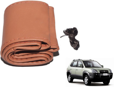 MOCKHE Hand Stiched Steering Cover For Hyundai Tucson(Tan, Leatherite)