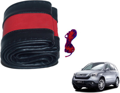 MOCKHE Hand Stiched Steering Cover For Honda CR-V(Black, Red, Leatherite)