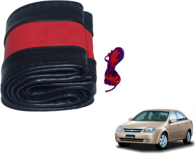 MOCKHE Hand Stiched Steering Cover For Chevrolet Optra(Black, Red, Leatherite)