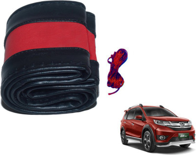 MOCKHE Hand Stiched Steering Cover For Honda NA(Black, Red, Leatherite)