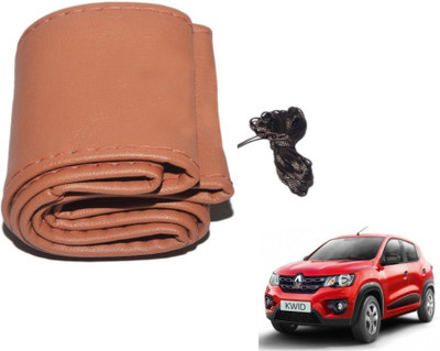 MOCKHE Hand Stiched Steering Cover For Renault Kwid(Tan, Leatherite)