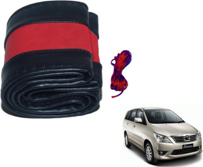 MOCKHE Hand Stiched Steering Cover For Toyota Innova(Black, Red, Leatherite)