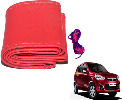 MOCKHE Hand Stiched Steering Cover For Maruti Alto K10(Red, Leatherite)