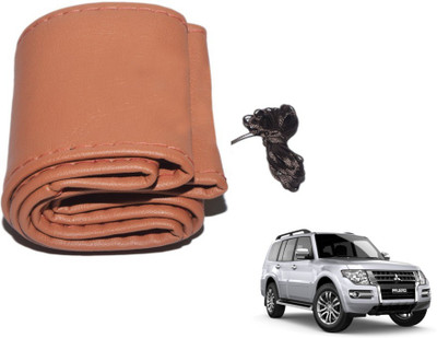 MOCKHE Hand Stiched Steering Cover For Mitsubishi Pajero(Tan, Leatherite)